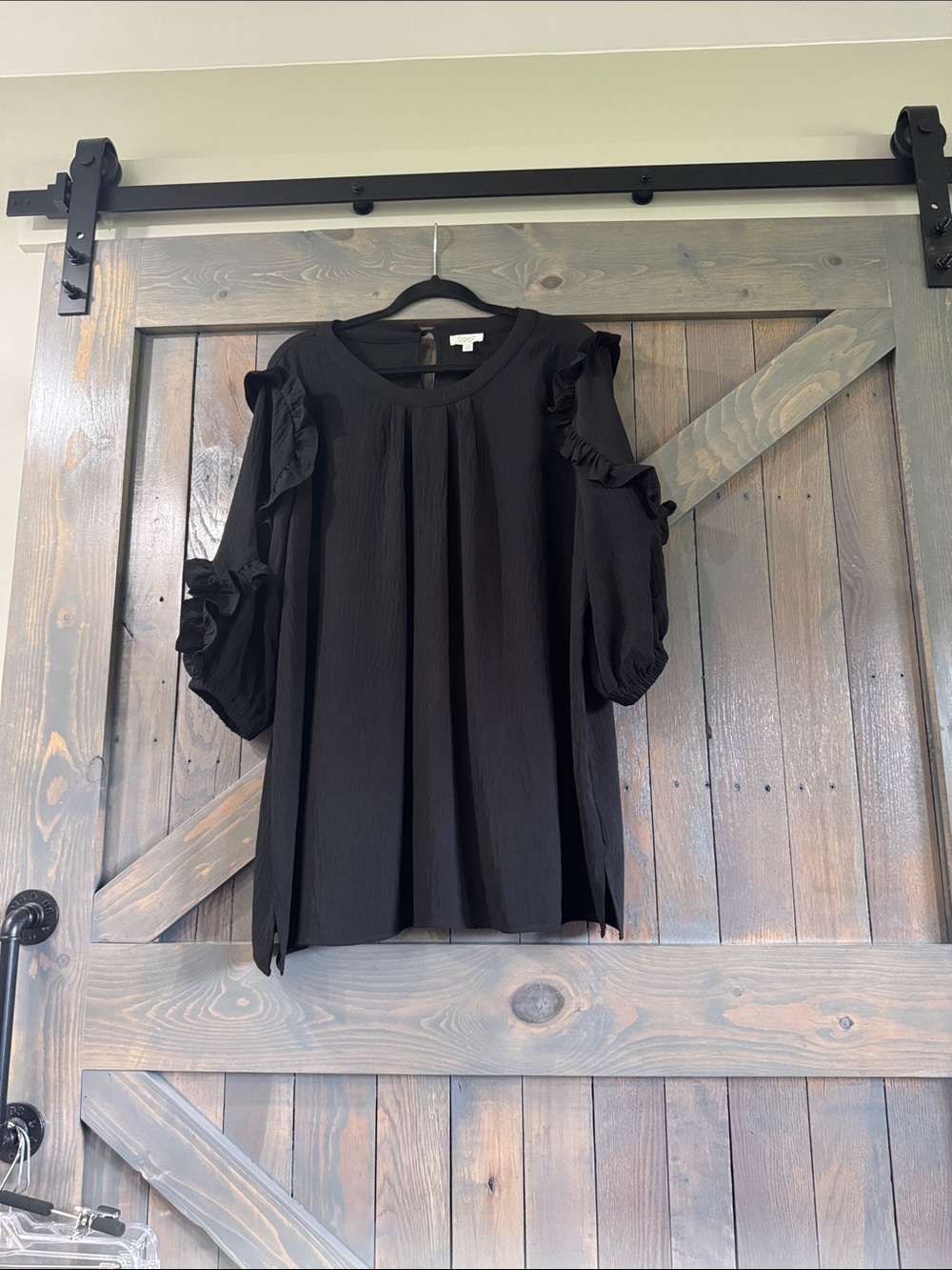 ODDY Black Ruffle Blouse